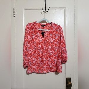 Eclair Floral Smocked Sleeve Blouse (Size Medium)